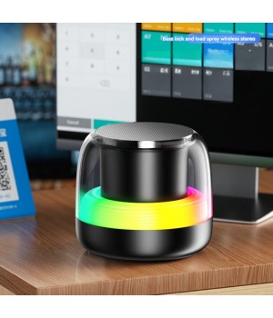 new portable mini bt5.3 true wireless speaker stereo type-c charging indoor bluetooth speaker with rgb led light support tf card