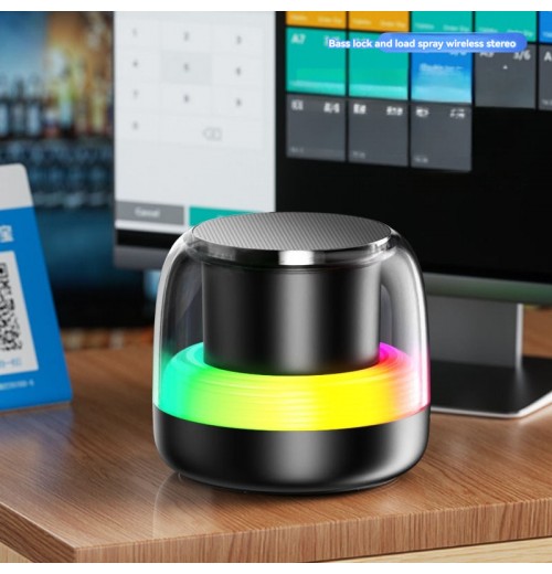 new portable mini bt5.3 true wireless speaker stereo type-c charging indoor bluetooth speaker with rgb led light support tf card